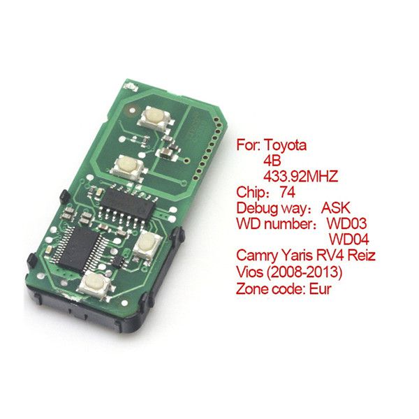 Smart Card Board 4 Tasten 433.92MHZ Nummer 271451 -5290 -Eur Für Toyota