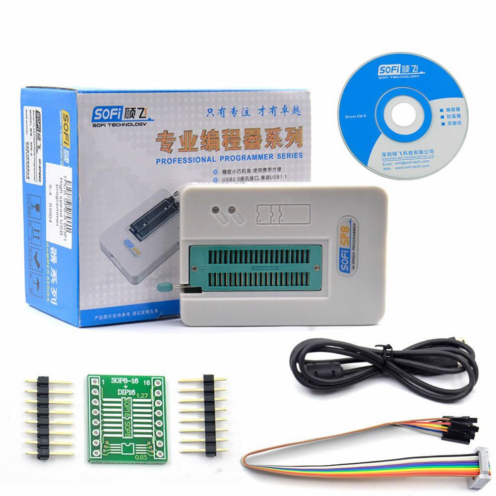 Professional High Speed USB Programmer SOFI SP8-A EEPROM BIOS FLASH ISP 40 Pins Adapter 24 25 93 für Über 4000 IC Chips