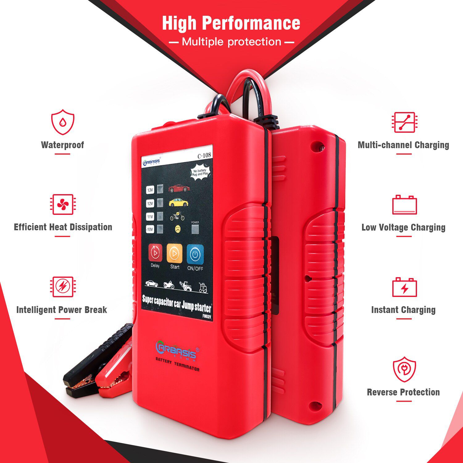 12V SUPER CAPACITOR JUMP STARTER Auto Zubehör Power Bank Auto Starting Netzteil ohne LCD Display