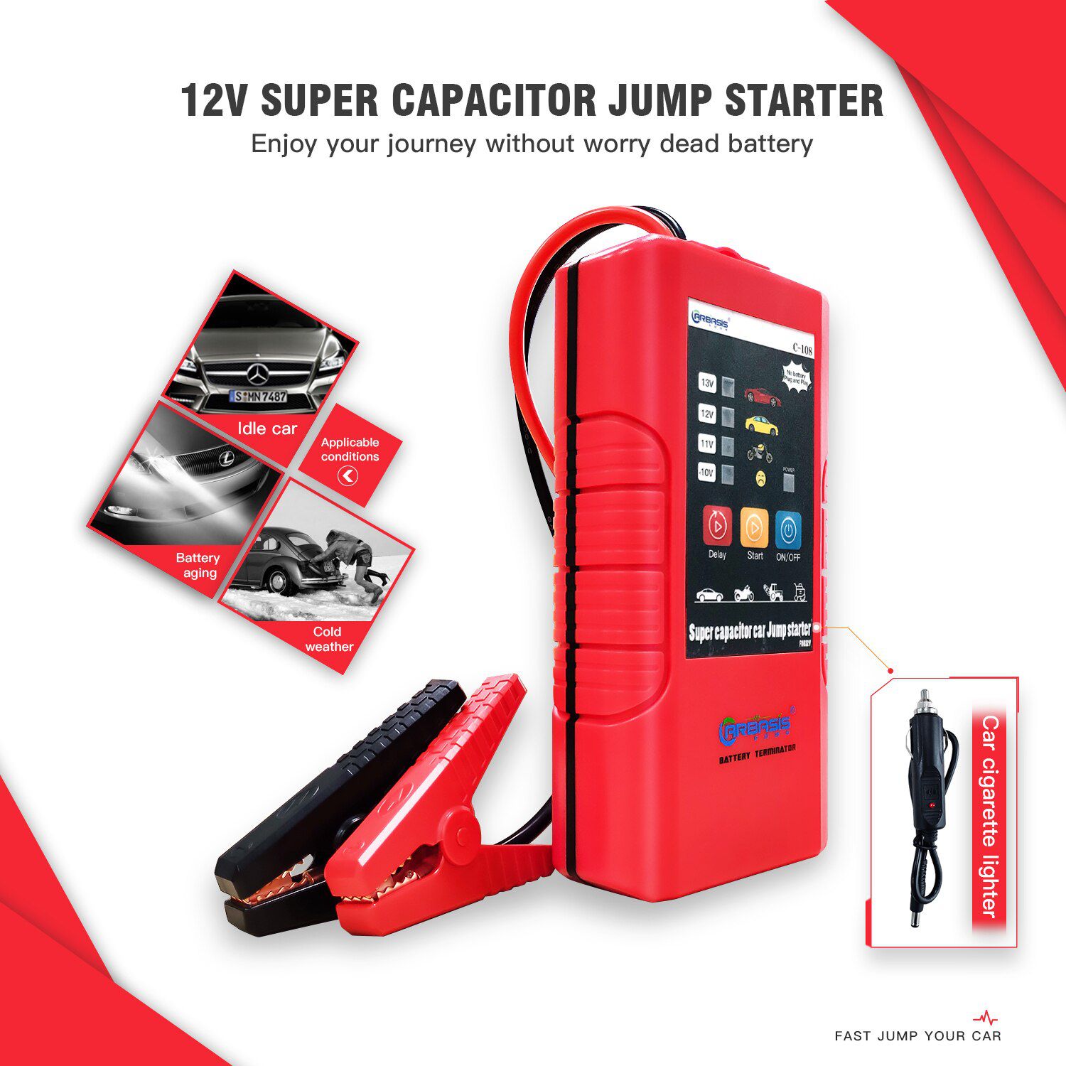 12V SUPER CAPACITOR JUMP STARTER Auto Zubehör Power Bank Auto Starting Netzteil ohne LCD Display