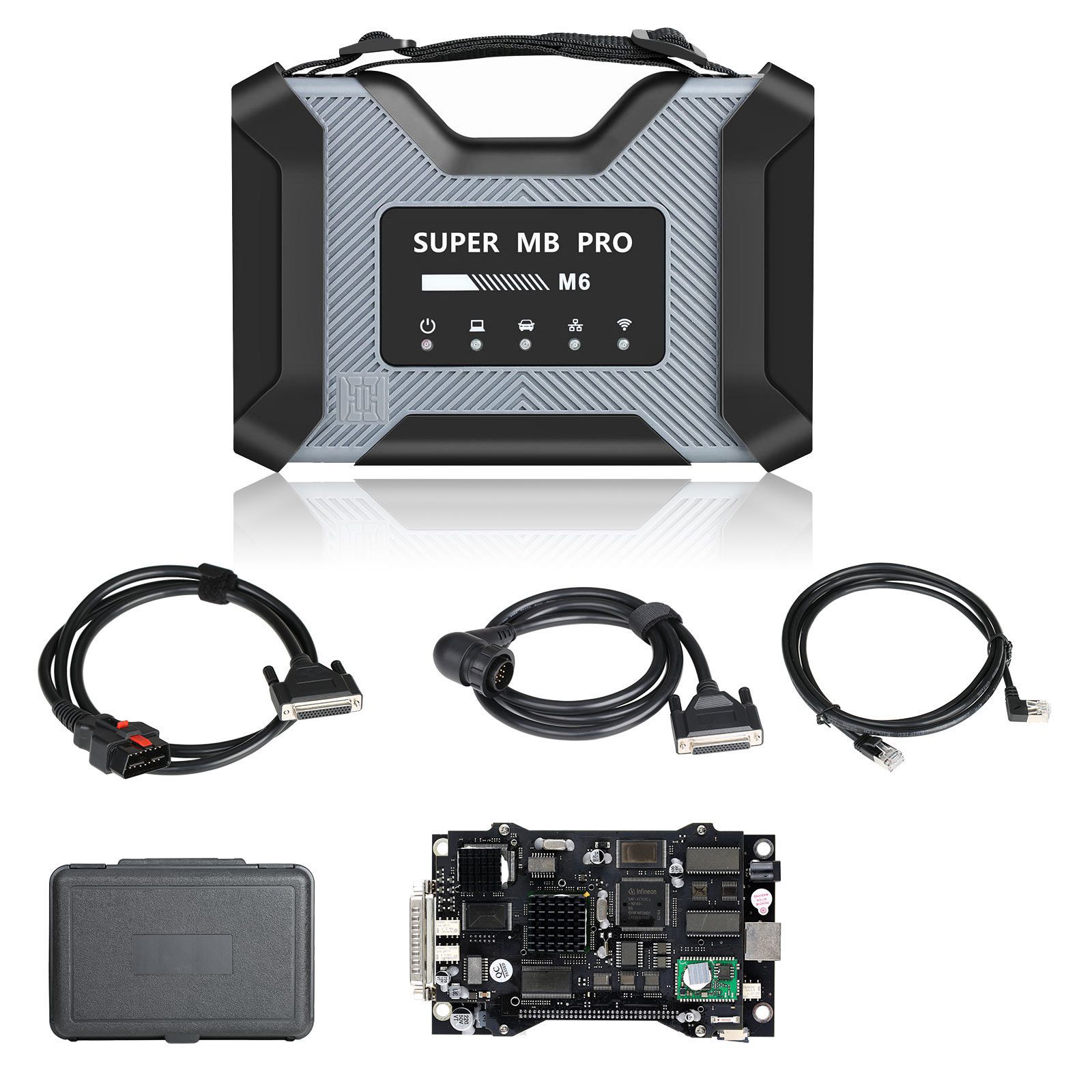 Super MB Pro M6 for BENZ Trucks Diagnoses Wireless Diagnosis Tool + OBD2 16Pin Cable + Lan Cable + 14Pin Cable