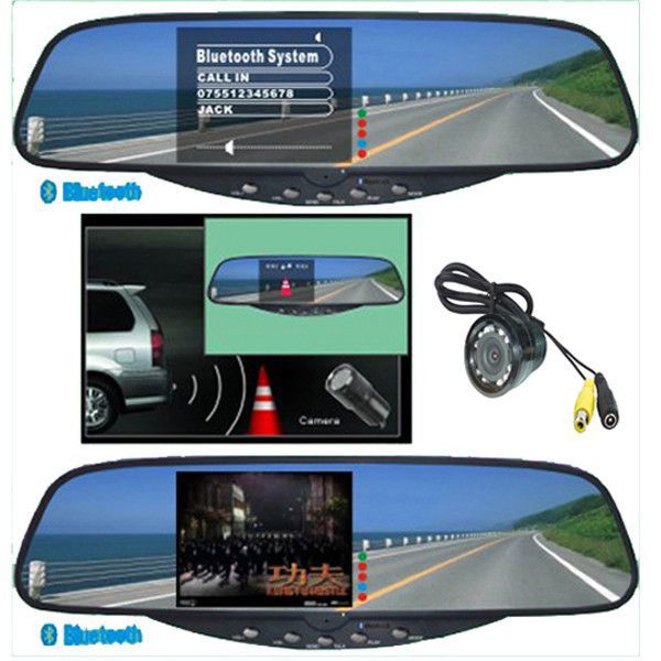 3.5"TFT Bluetooth Handsfree Kits--Bluetooth Stereo Handfreie Rückspiegel NEU