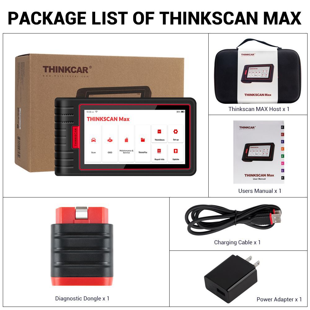 ThinkCar ThinkScan Max Full Systems OBD2 Diagnostic Scanner 28 Reset Service Bi-Directional Test Scanner CRP909E