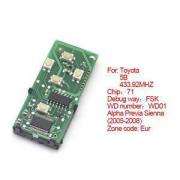 Toyota Smart Card Board 5 Buttons 433.92MHZ Nummer 271451 -0780 -Eur