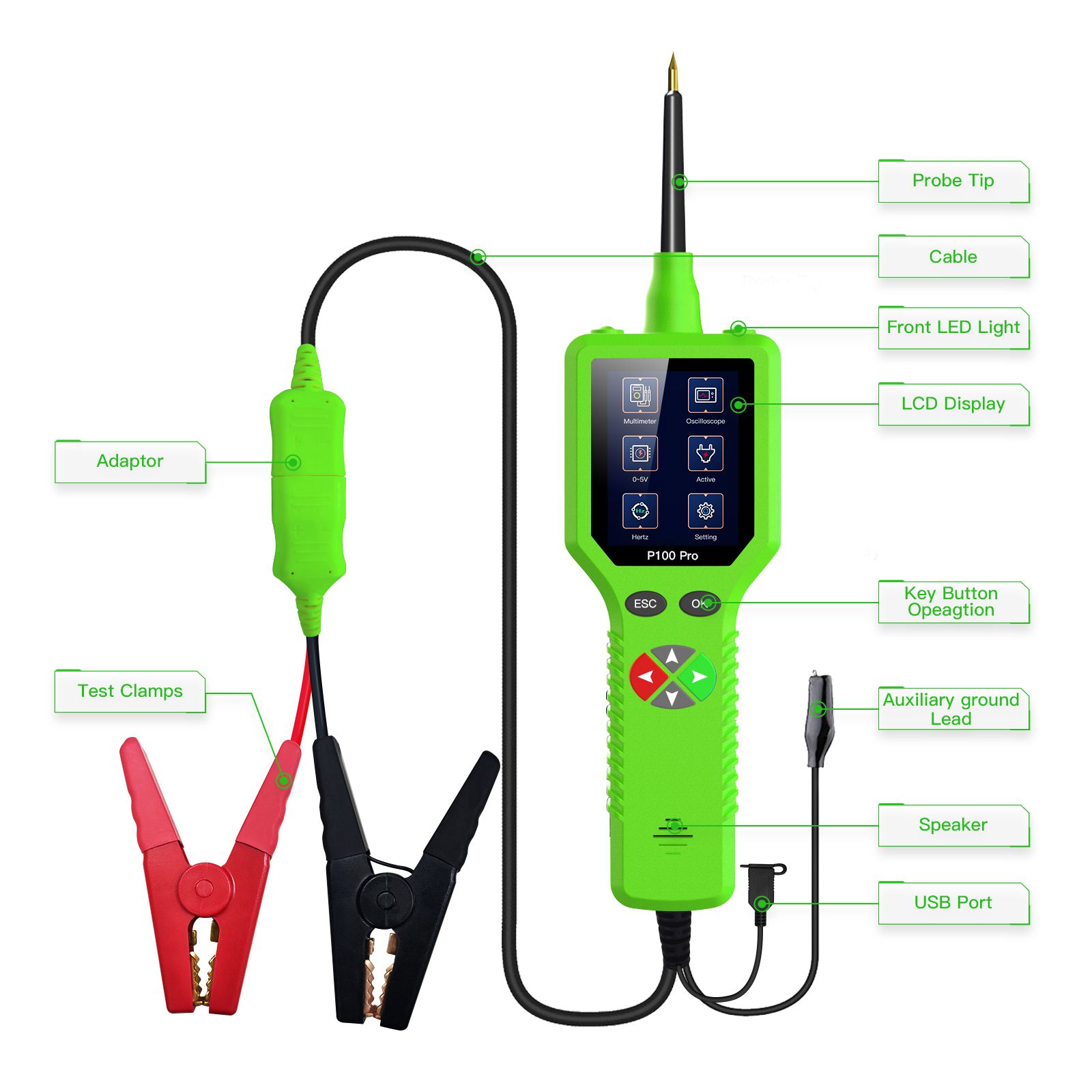 TopDiag P100 Pro Power Probe Auto Circuit Tester Automobil Motorrad Circuit Analyzer Strom Tester Multimeter LED Leuchten