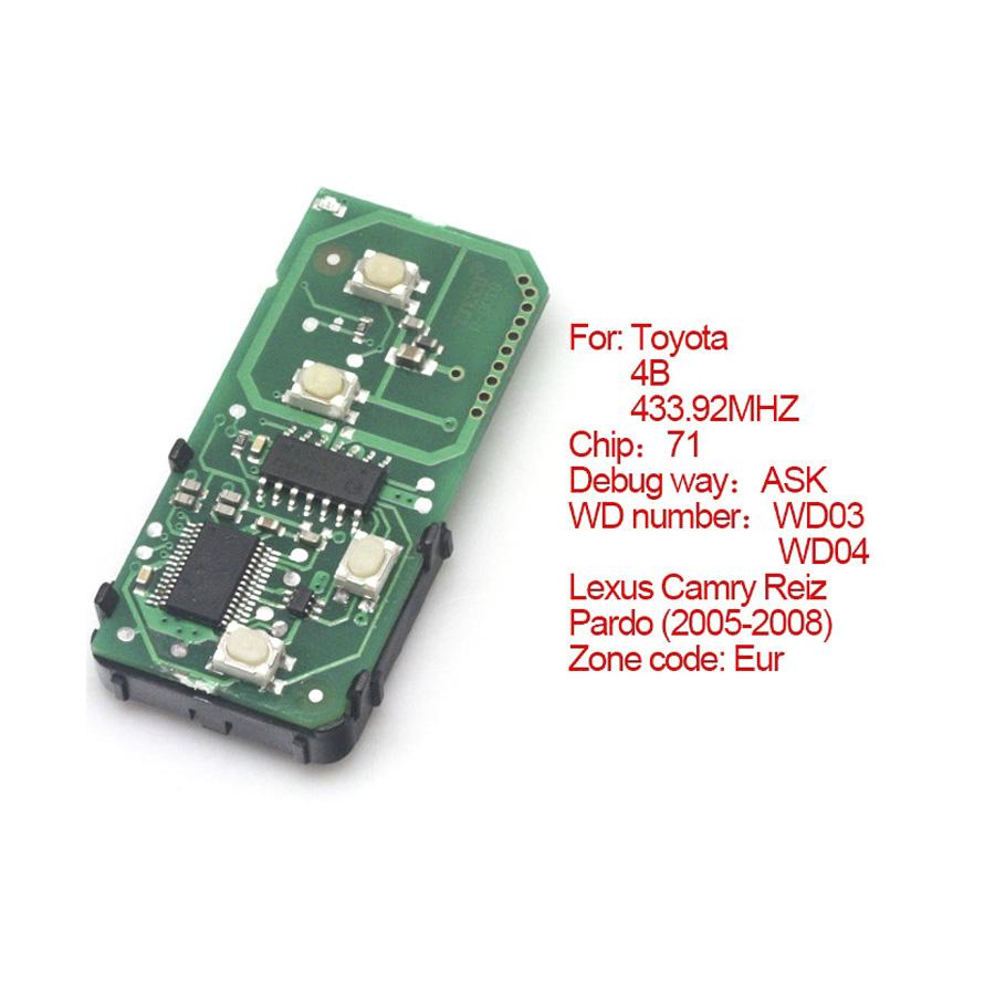 Smart Card Board 4 Tasten 433.92MHZ Nummer:271451 -0140 -Eu für Toyota