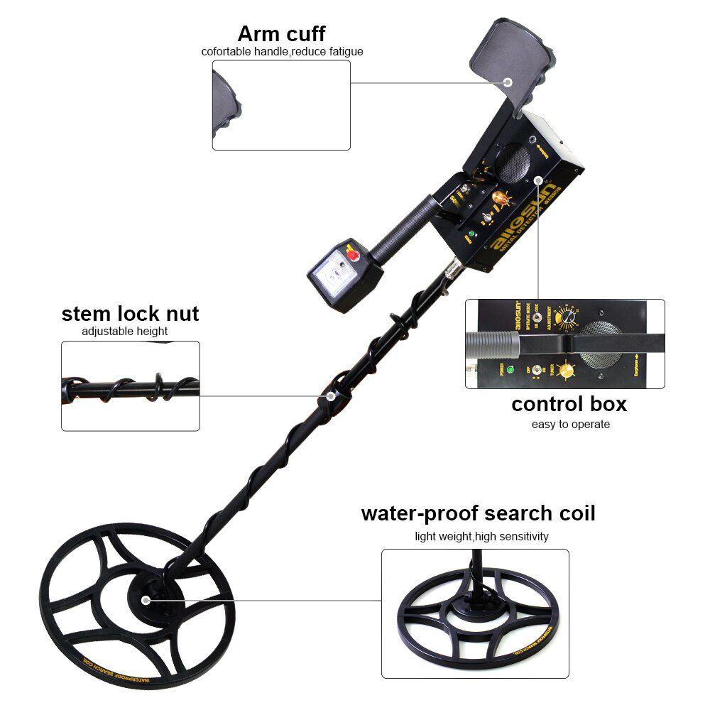 All-sun TS130 Metalldetektor Underground mit Waterproof Search Coil Iron Box Gold Metal Detector Treasure Hunter