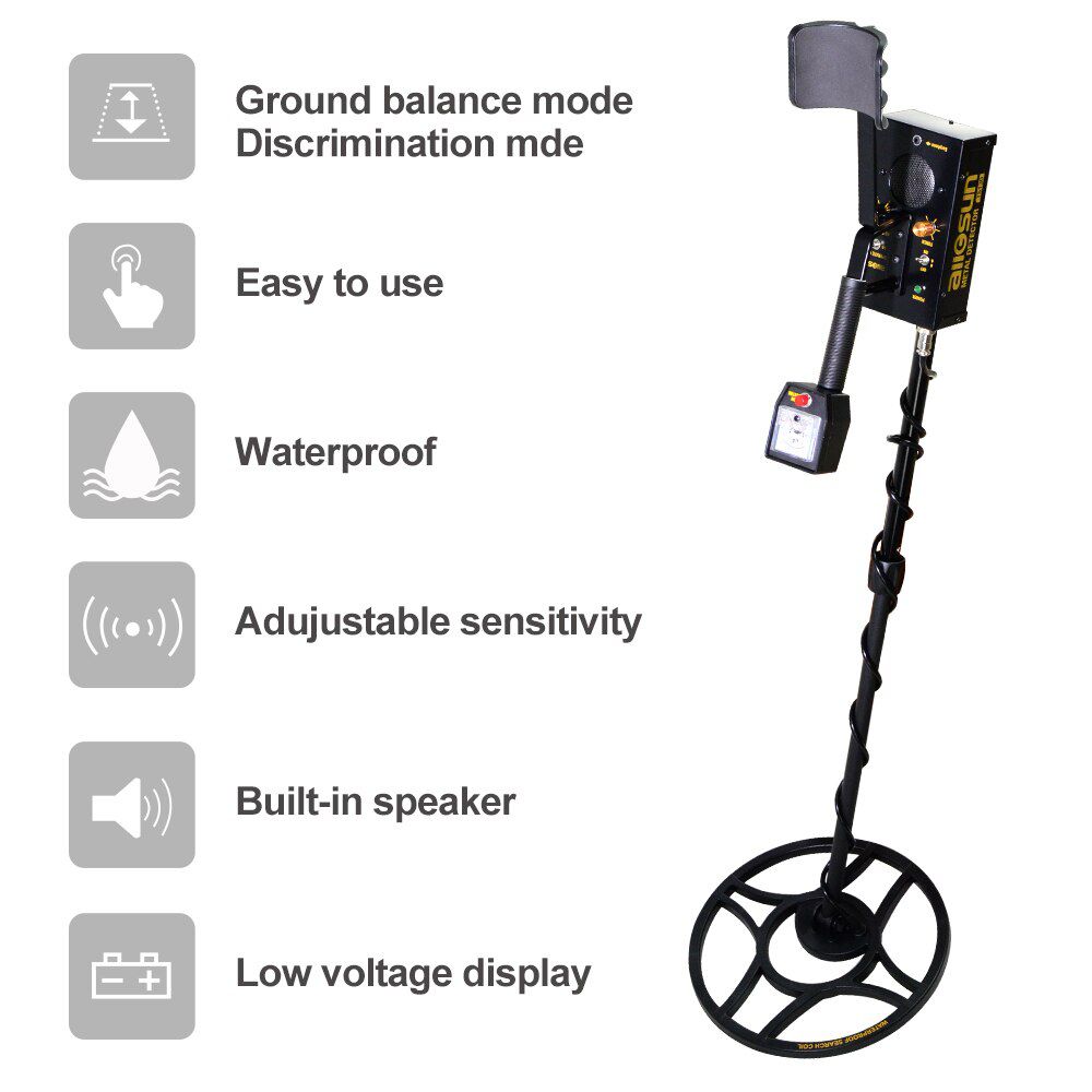 All-sun TS130 Metalldetektor Underground mit Waterproof Search Coil Iron Box Gold Metal Detector Treasure Hunter