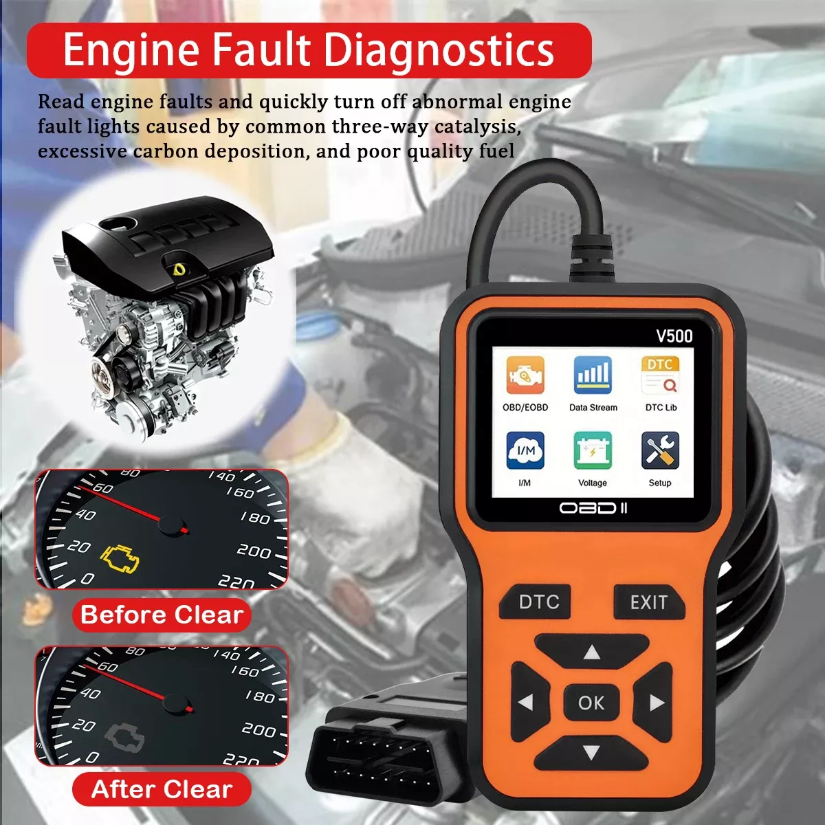 V500 Auto OBD2 Scanner Diagnose Tool Code Reader Auto Spannung Tester Motor Fehler Code Scanner, Lade Tester Diagnose Tool