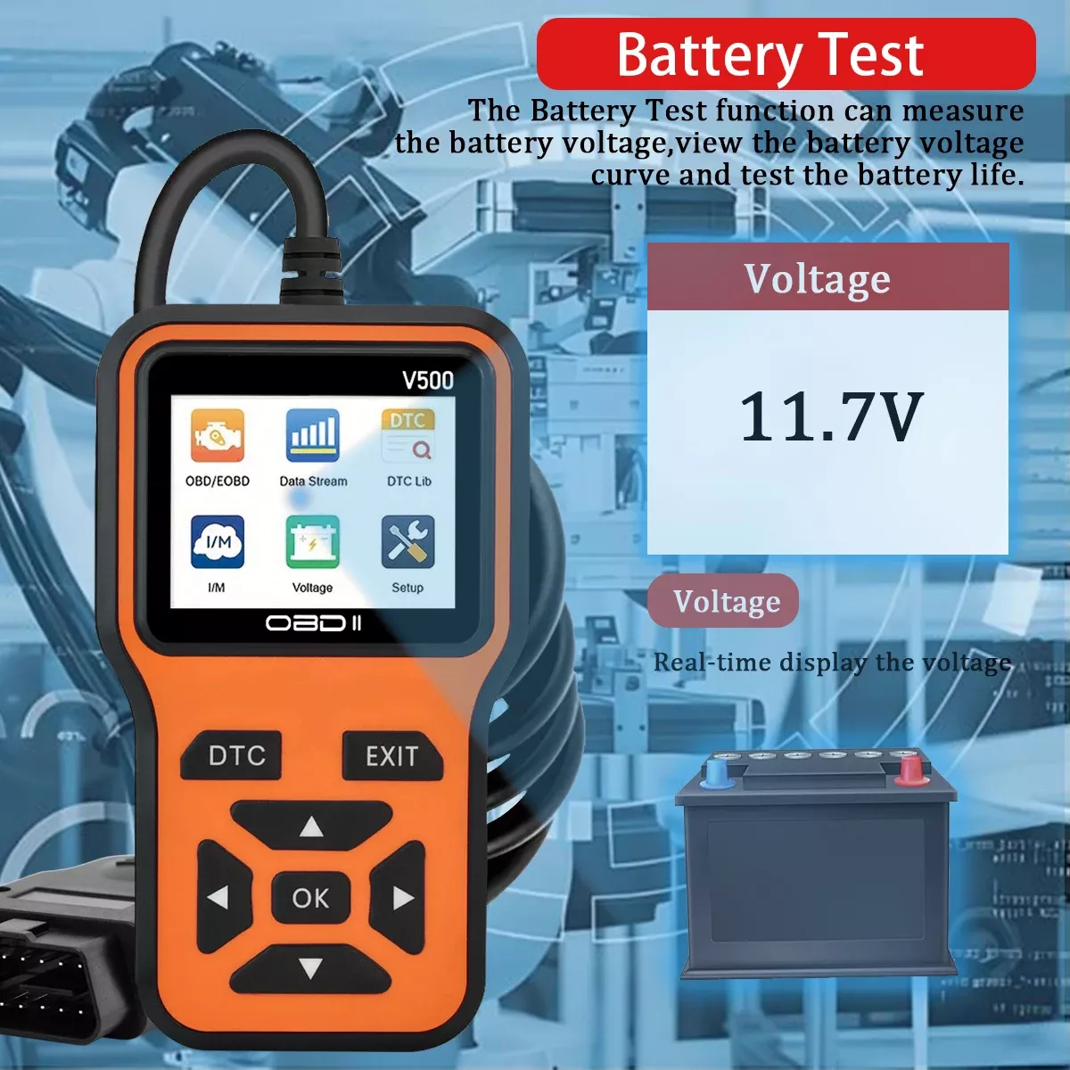 V500 Auto OBD2 Scanner Diagnose Tool Code Reader Auto Spannung Tester Motor Fehler Code Scanner, Lade Tester Diagnose Tool
