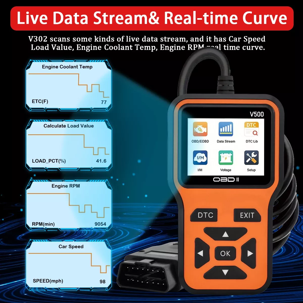 V500 Auto OBD2 Scanner Diagnose Tool Code Reader Auto Spannung Tester Motor Fehler Code Scanner, Lade Tester Diagnose Tool