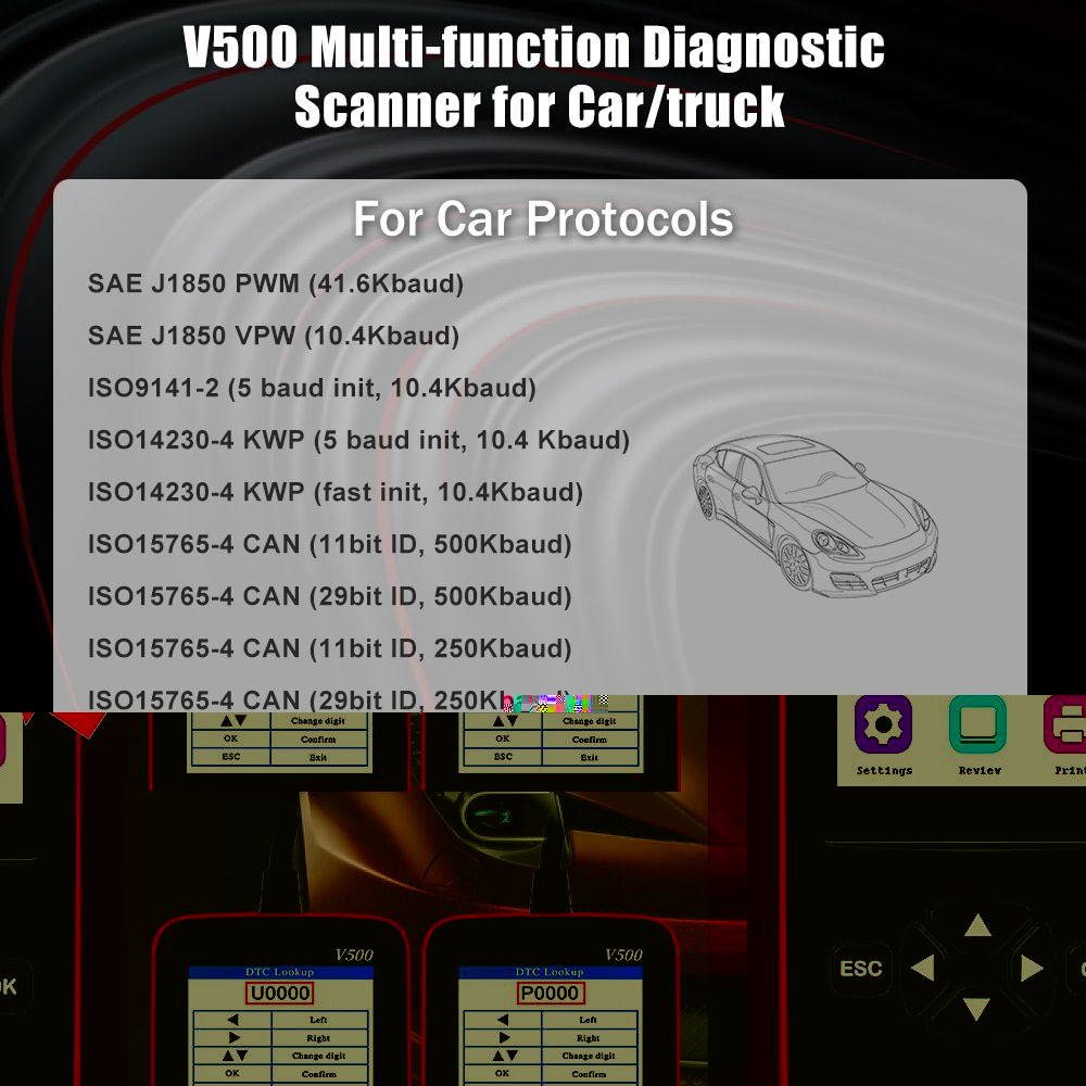 12V/24V V500 OBD2 Motor J1939 J1587 J1708 Code Reader CR-HD Heavy Duty Truck and Car Scanner