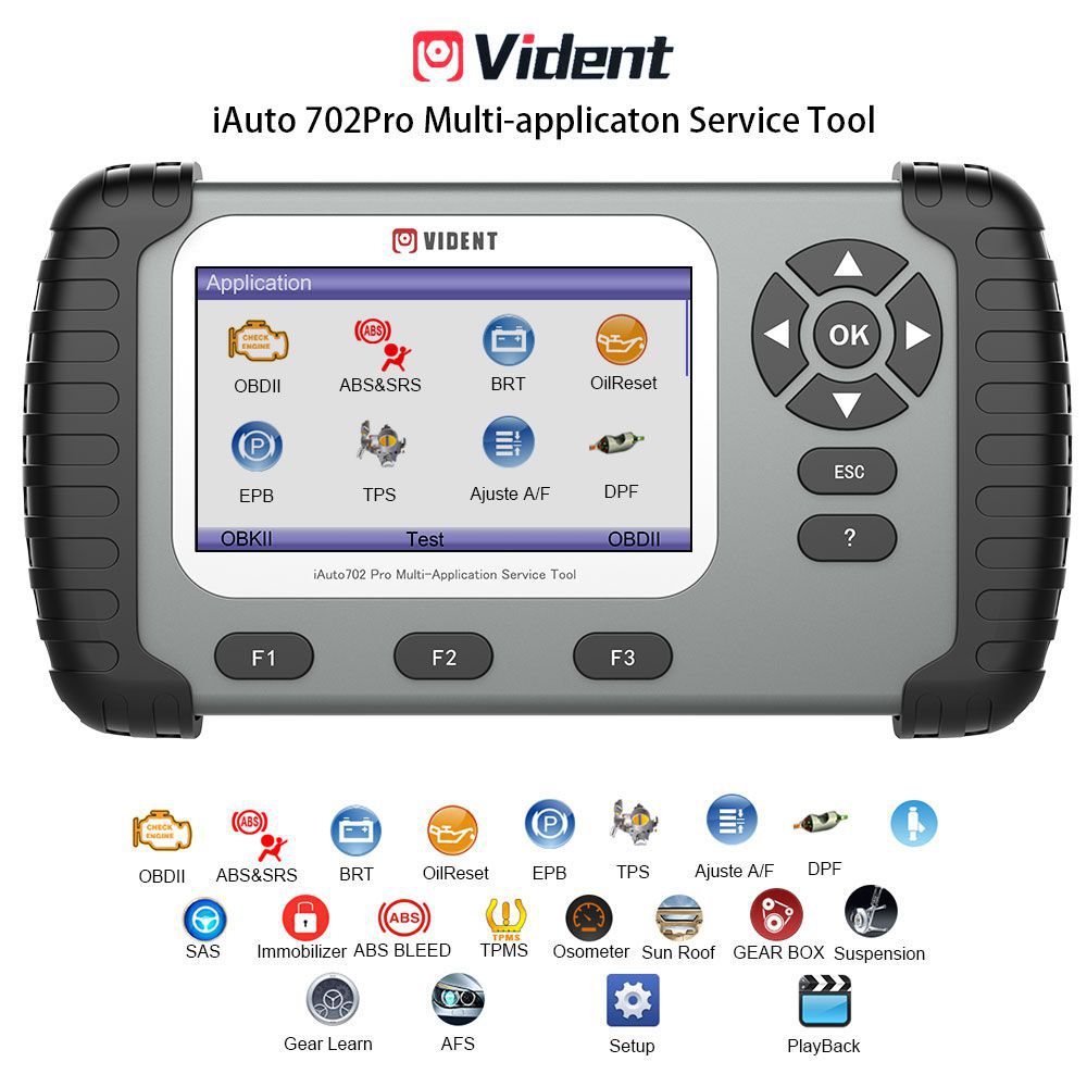 VIDENT iAuto 702Pro Multi-Application Service Tool Support ABS/SRS/EPB/DPF Update to 19 Maintenance 3 Years Free Update Online