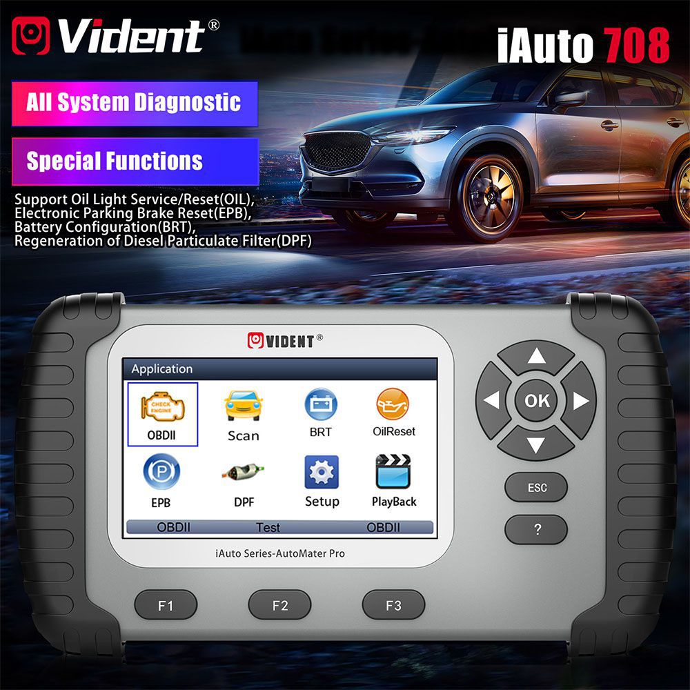 VIDENT iAuto708 Full System All Make Scan Tool OBDII Scanner OBDII Diagnostic Tool