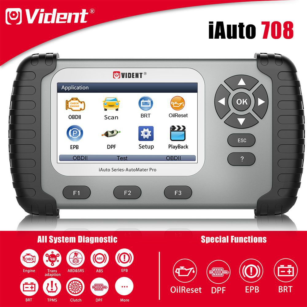 VIDENT iAuto708 Full System All Make Scan Tool OBDII Scanner OBDII Diagnostic Tool