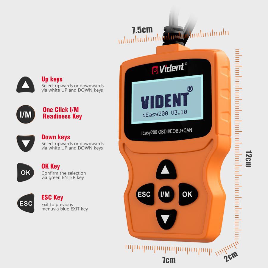 VIDENT iEasy200 OBDII,EOBD,CAN Code Reader