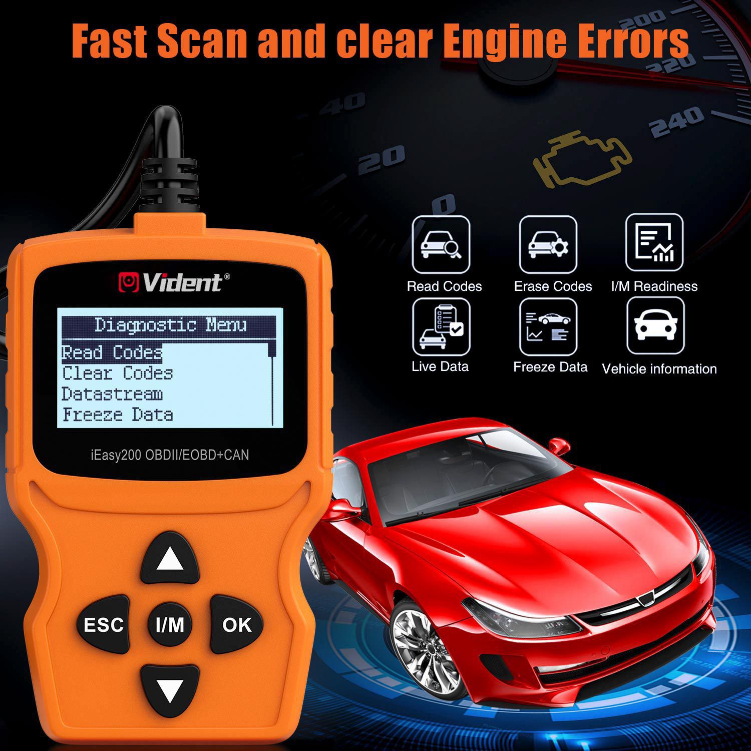 VIDENT iEasy200 OBDII,EOBD,CAN Code Reader