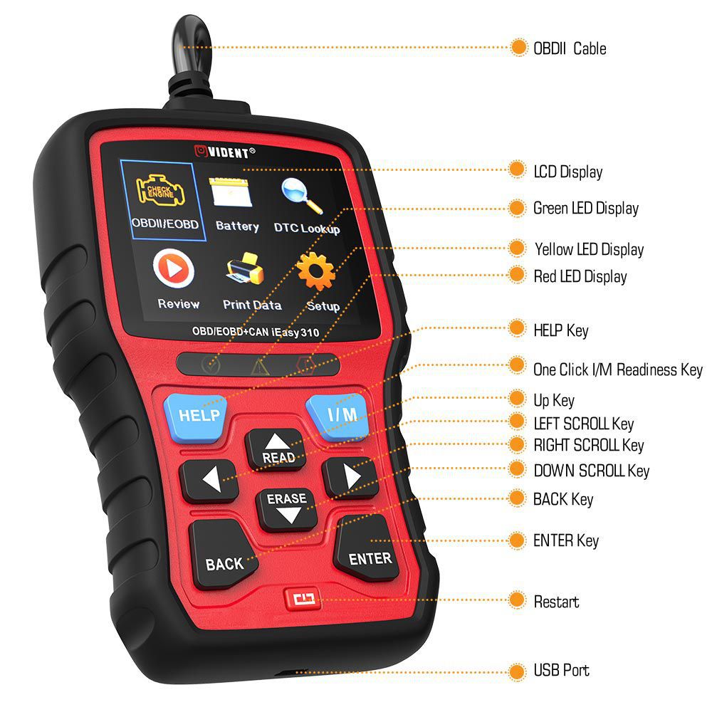 Vident iEasy310 OBD2 Scanner OBDII Code Reader und Car Diagnostic Tool OBD2 Automotive Scanner