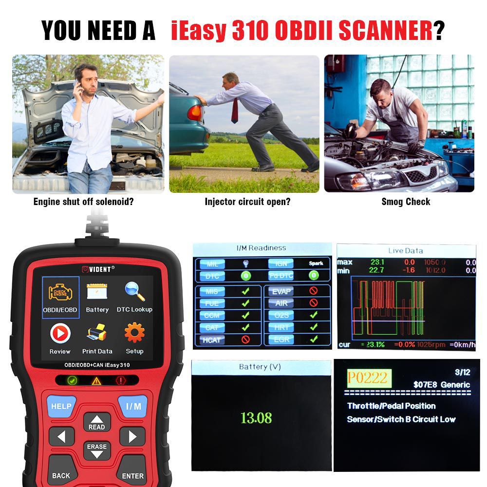 Vident iEasy310 OBD2 Scanner OBDII Code Reader und Car Diagnostic Tool OBD2 Automotive Scanner