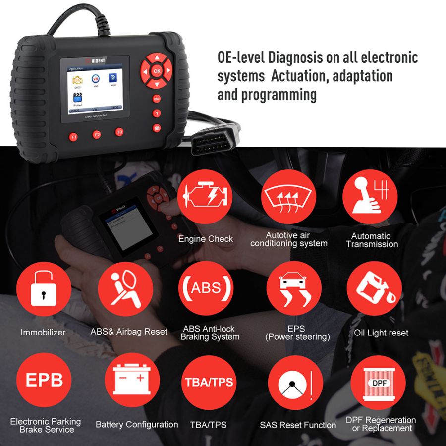 Original VIDENT iLink400 Full System Scan Tool Single Make Support ABS /SRS /EPB //DPF Regeneration /Oil Reset