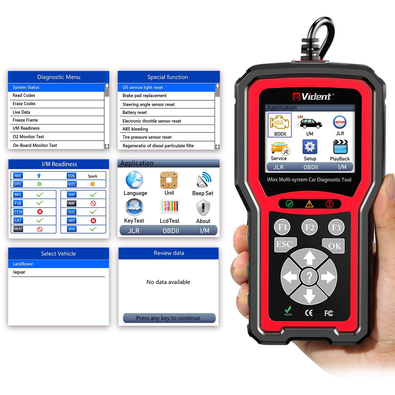 VIDENT iMax4303 JLR Komplett-System-Car im Kombibereich 1600;Diagnostic Tool for Jaguar and Land Rover Support Reset/OBDII Diagnostic/Service