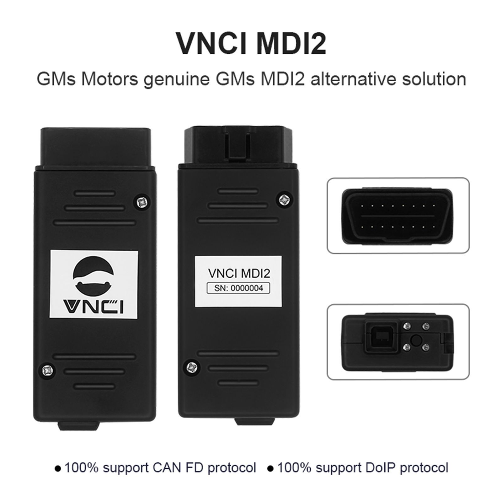 2023 Neueste VNCI MDI2 Diagnoseschnittstelle für GMs Unterstützung CAN FD/DoIP kompatibel mit TLC, GDS2, DPS, Tech2win Offline Software