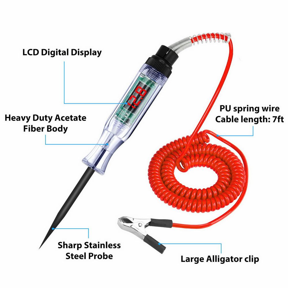 6V 12V 24V DC Auto LKW Spannung Circuit Tester Digitale Anzeige Lange Probe Stift Glühbirne Automobil Diagnose Werkzeuge Auto Reparatur