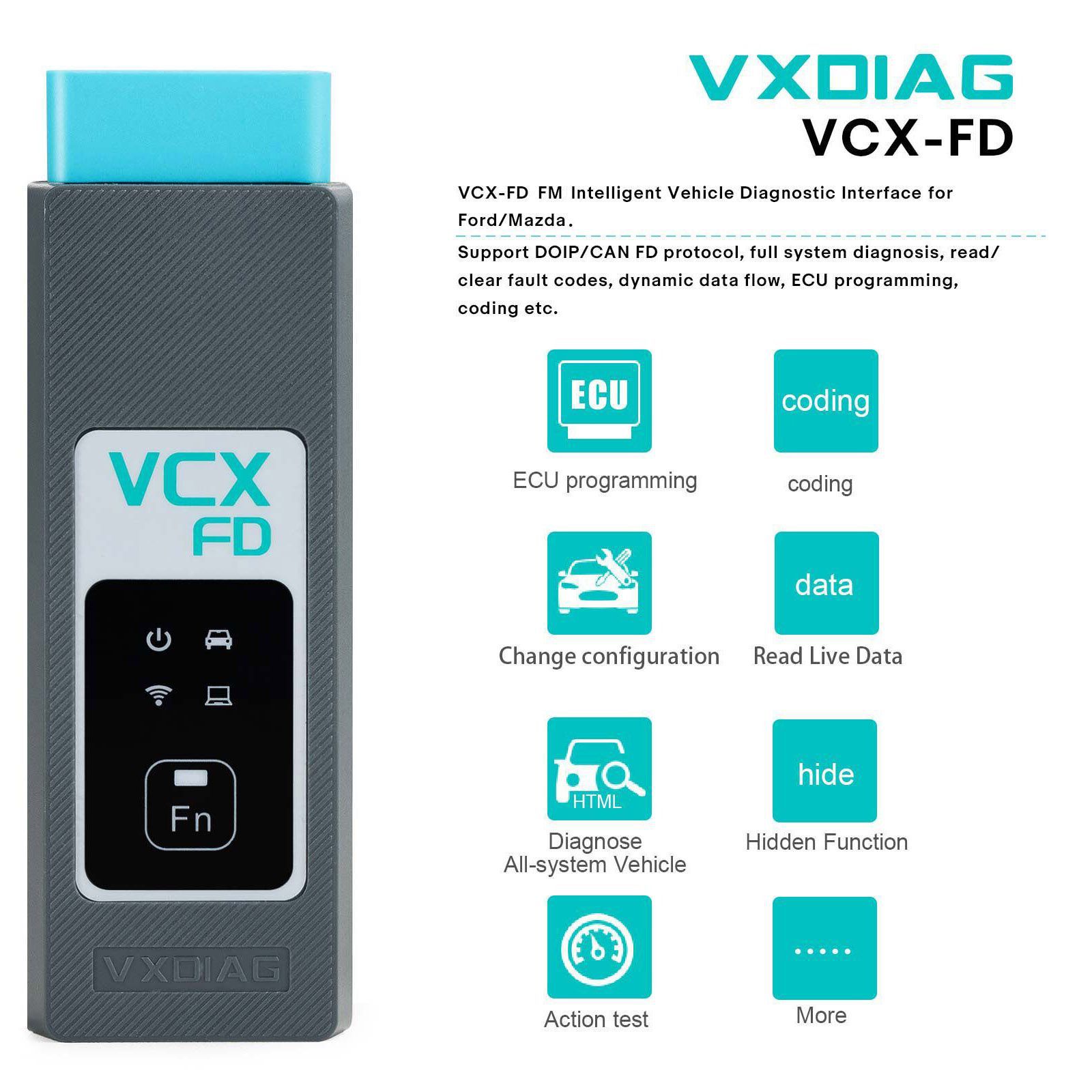 2024 VXDIAG VCX-FD FM Intelligente Fahrzeug-Diagnose-Schnittstelle für Ford/Mazda Diagnosewerkzeug