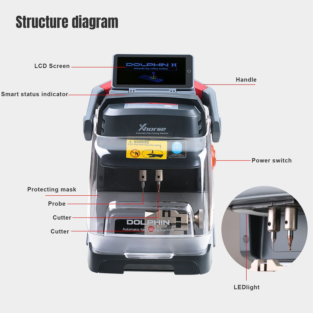 Xhorse Dolphin II XP-005L XP005L Schlüsselschneidemaschine mit Schlüsselleser XDKP00GL Blade Skimmer Key Identification Device