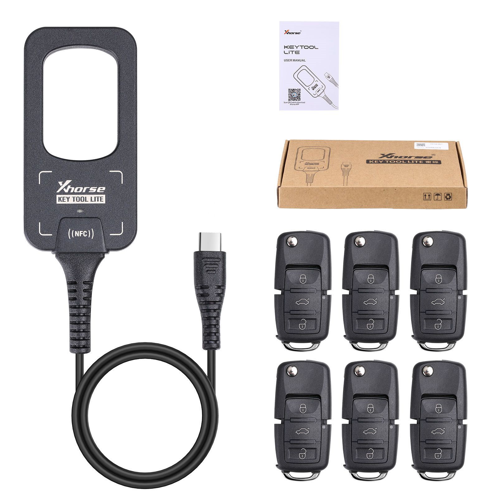 2023 Xhorse VVDI BEE Key Tool Lite Frequenz Detection Transponder Klon Arbeit auf Android Phone Holen Sie sich kostenlose 6pcs XKB501EN Fernbedienungen