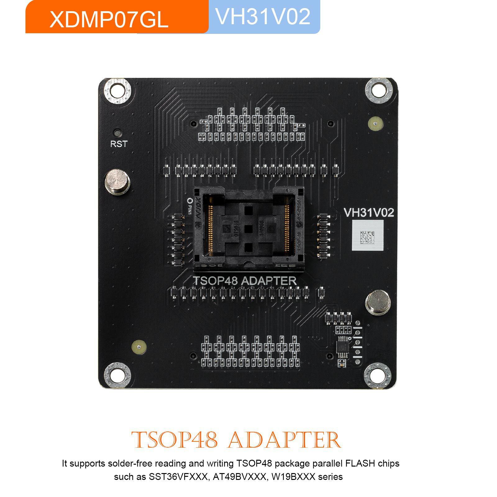 Unten finden Sie eine Liste an Dokumenten, die Xhorse Multi-Prog Programmer Adapters XDMP04GL VH24 SOP44 TSOP48 Flachfernseher hinzufügen.