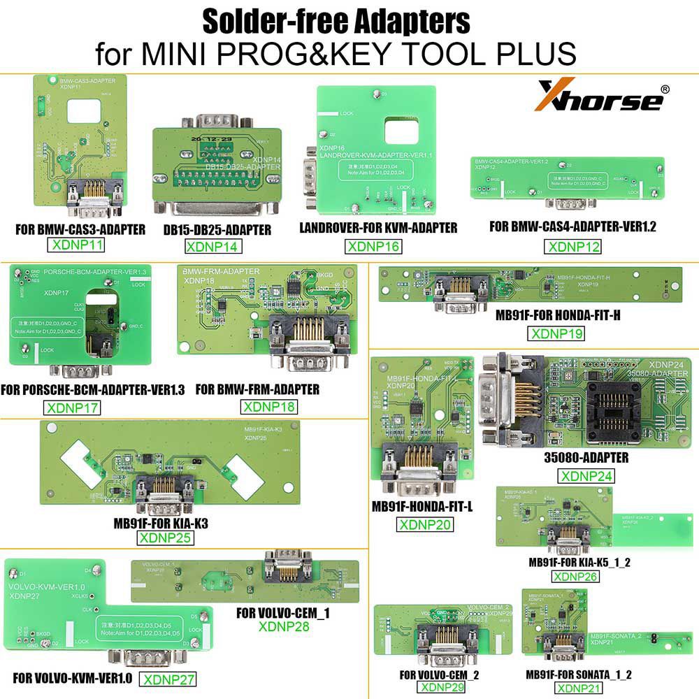 Xhorse Solder-Free Adapter und Kabel Full Set XDNPP0CH 16pcs Arbeiten mit MINI PROG und KEY TOOL PLUS