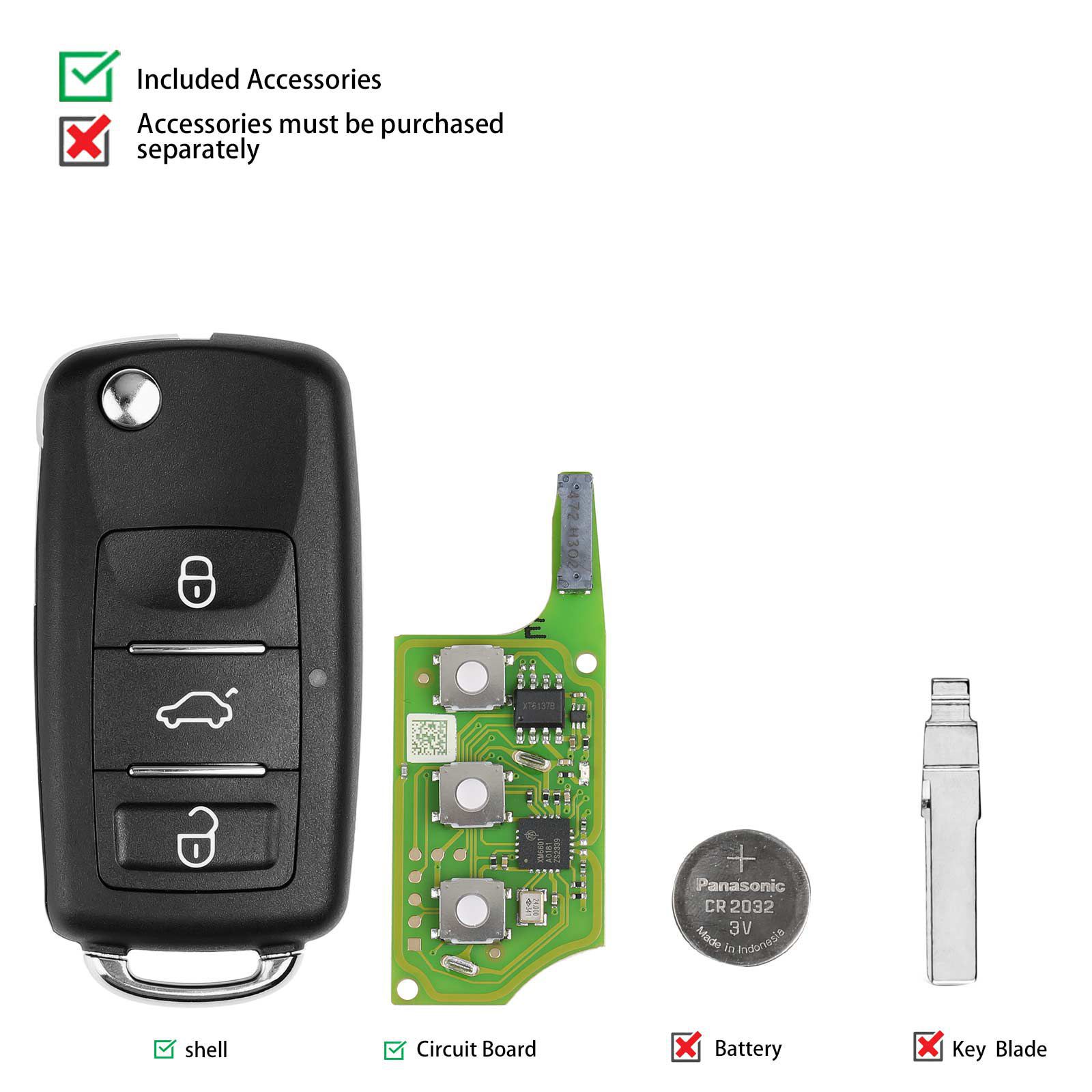 2024 Xhorse XEB510EN Volkswagen B5 Typ Super Fernbedienung mit XT27B Super Chip 5pcs/lot