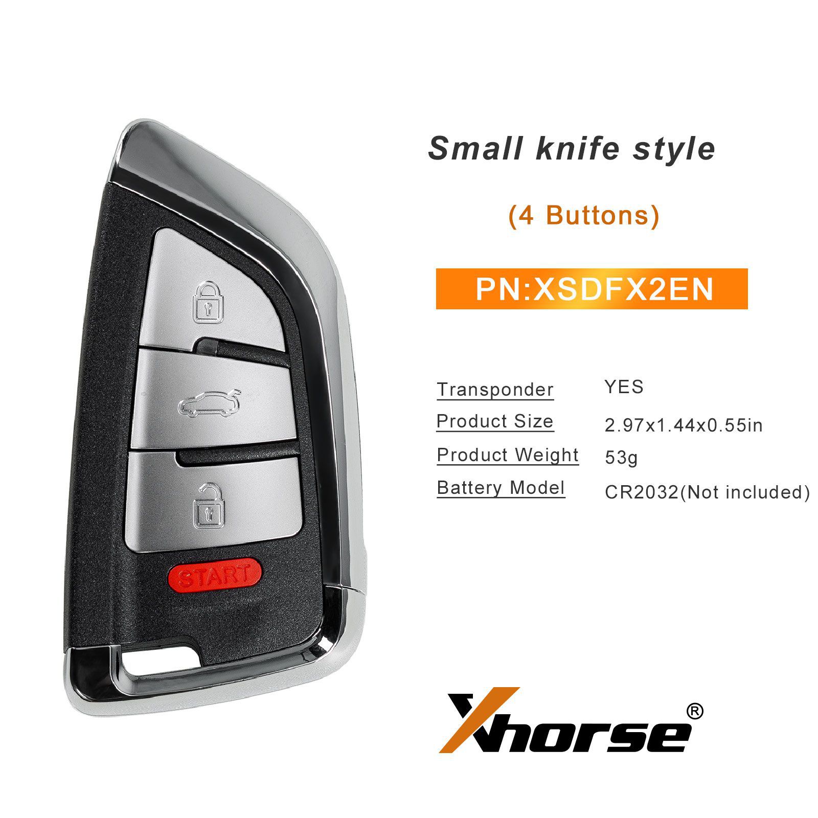 2024 XHORSE XSDFX2EN Small Knife Style 4 Tasten XS Serie Universal Smart Key 5pcs/lot