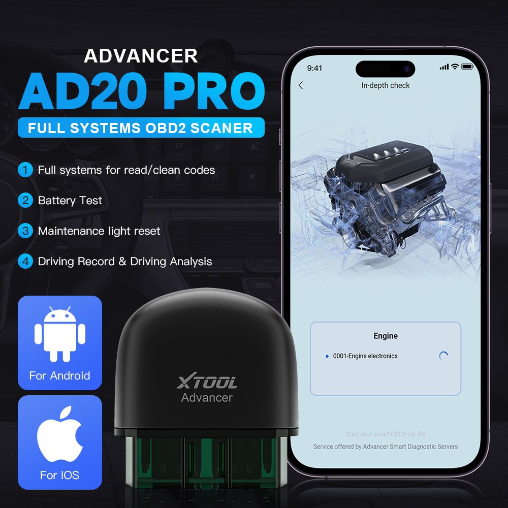 2023 Newest XTOOL Advancer AD20PRO OBD2 Scanner Car Code Readers & Scan Tools All Systems Diagnostic For IOS&Android