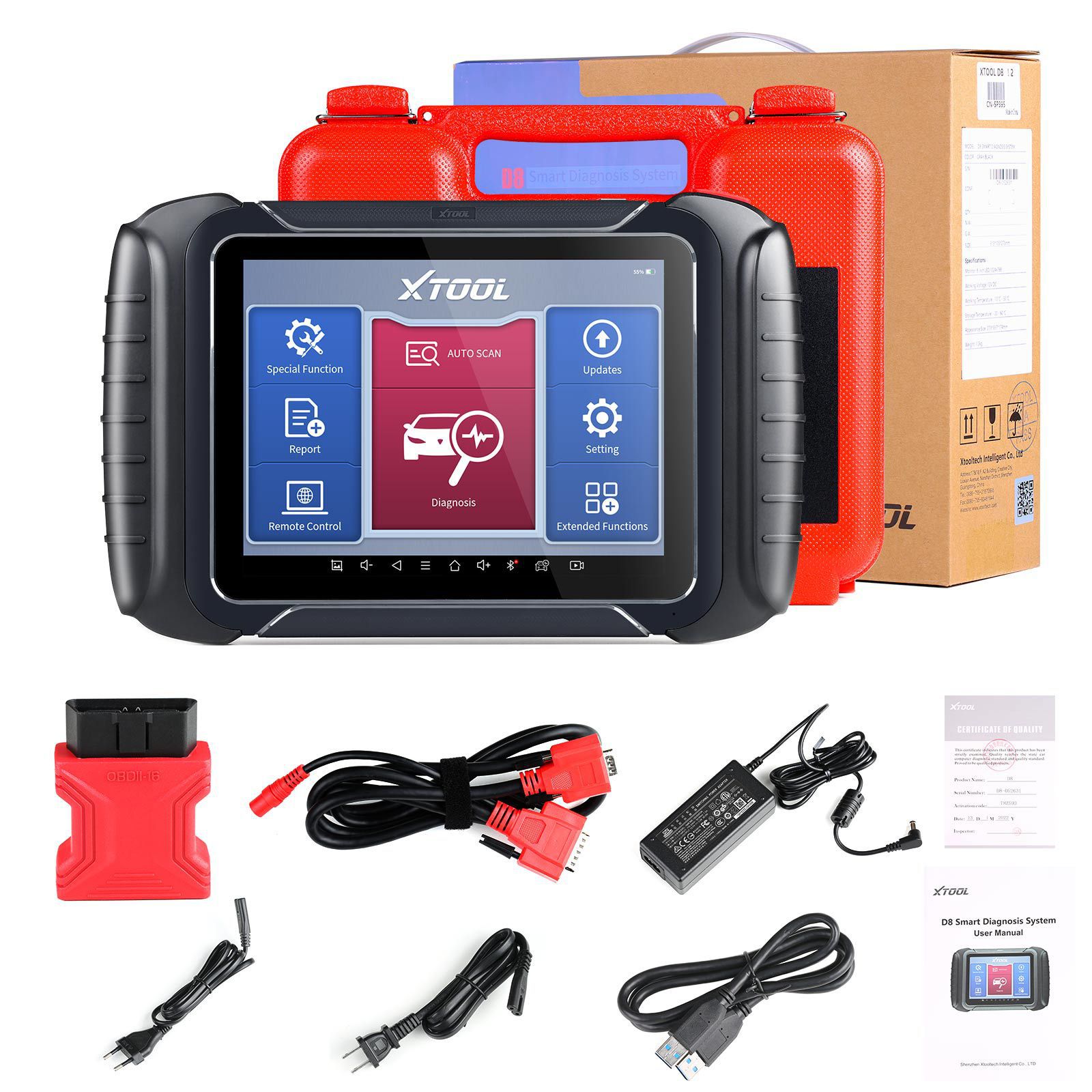 2023 Newest XTOOL D8 Professional Automotive Scan Tool Bi-Directional Control OBD2 Car Diagnostic Scanner+ECU Coding 31+ Services+Key Programming