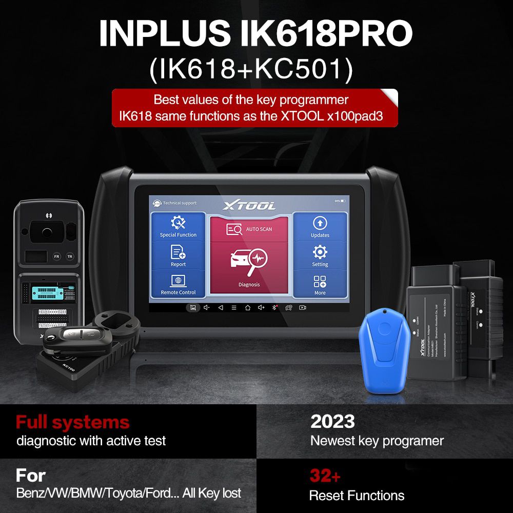 XTOOL InPlus IK618 Auto Key Programmer X100PAD3 Für Toyota/Benz Alle Schlüssel verloren mit Kc100 Für VW 4th&5th IMMO Diagnosewerkzeug