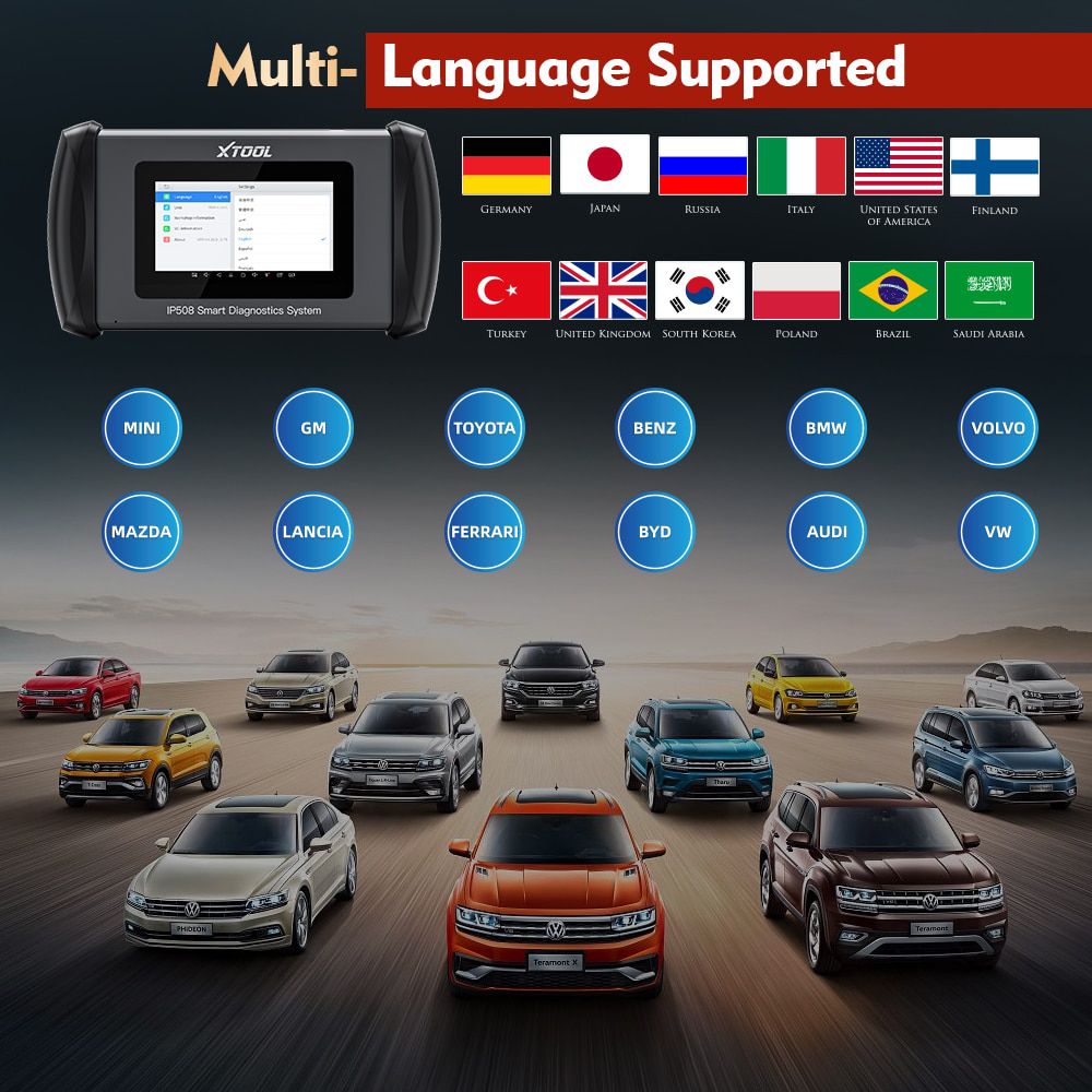 XTOOL InPlus IP508 OBD2 5 System Diagnostic Tools Car ABS SRS AT Engine Scanner with EPB Oil 6 Reset Auto VIN Online Free Update