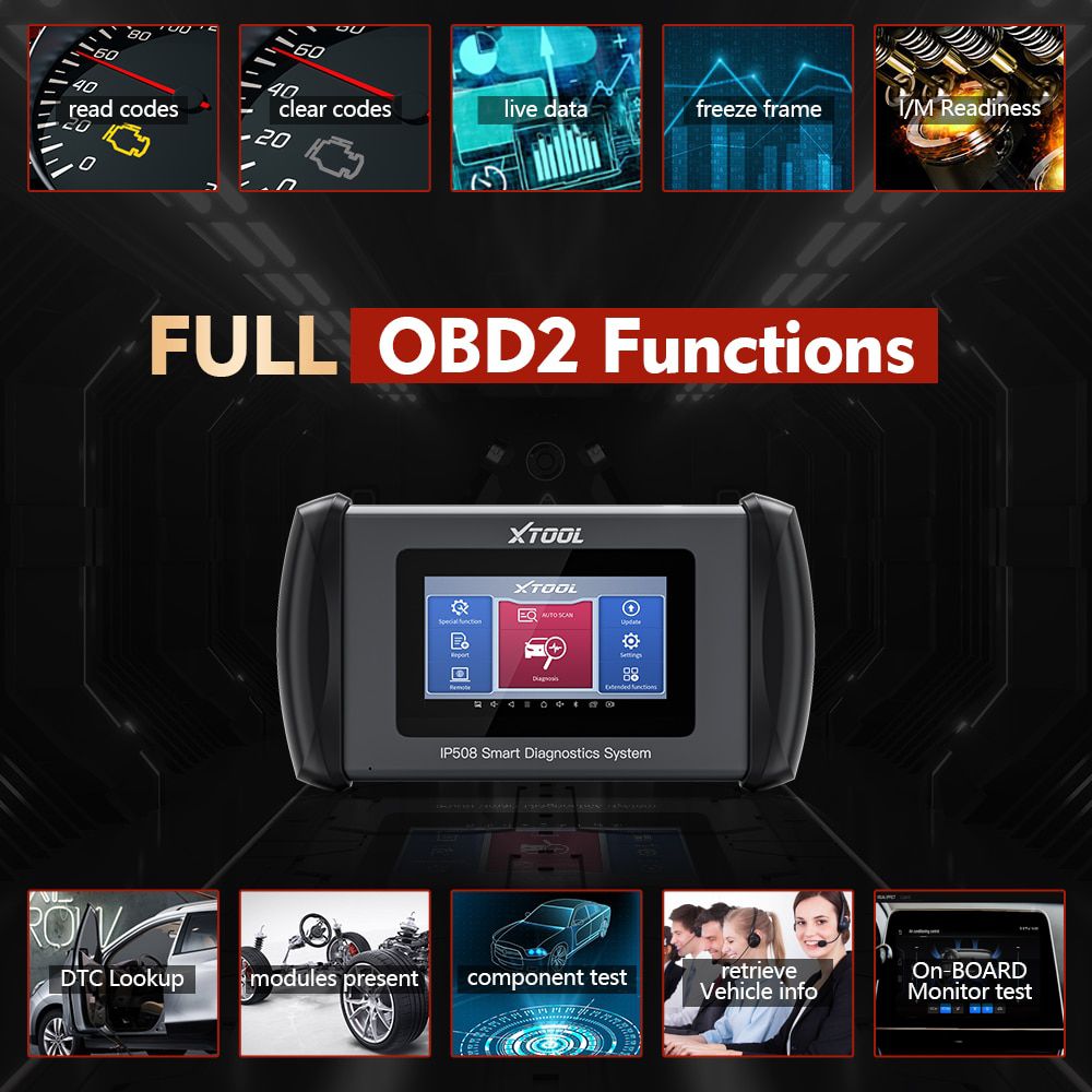 XTOOL InPlus IP508 OBD2 5 System Diagnostic Tools Car ABS SRS AT Engine Scanner with EPB Oil 6 Reset Auto VIN Online Free Update