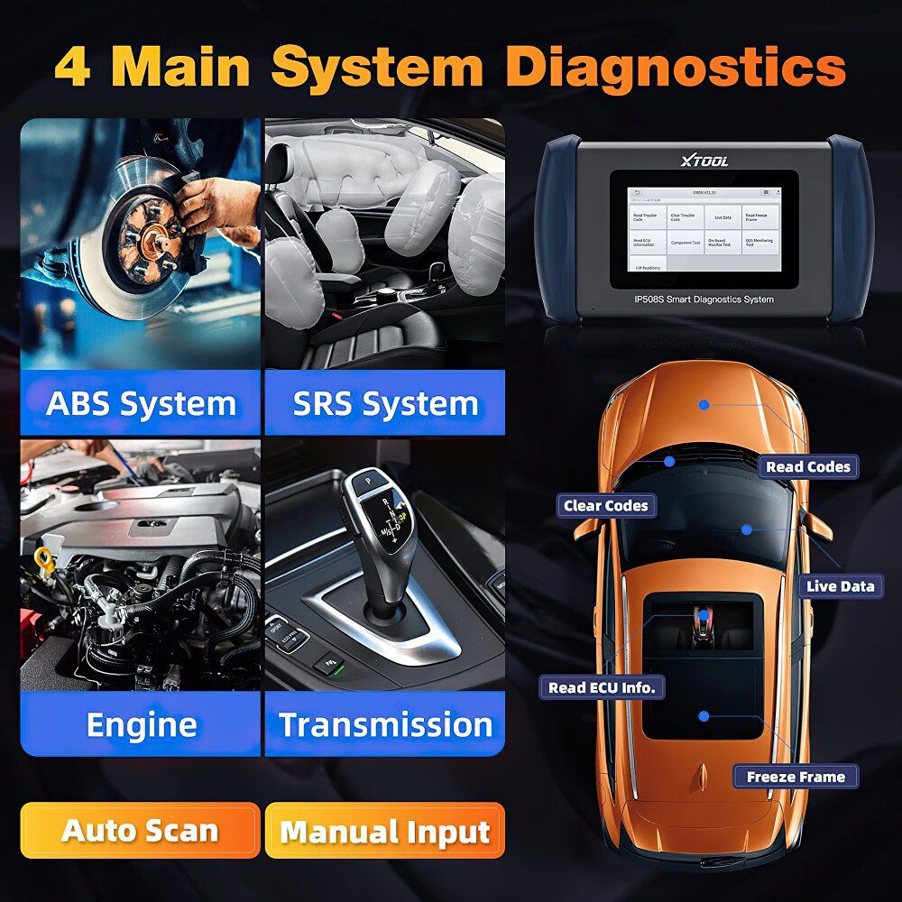 XTOOL InPlus IP508S OBD2 Diagnosewerkzeug Automotive ABS SRS Airbag Motor AT Code Reader Scanner Besser 129E Online Update