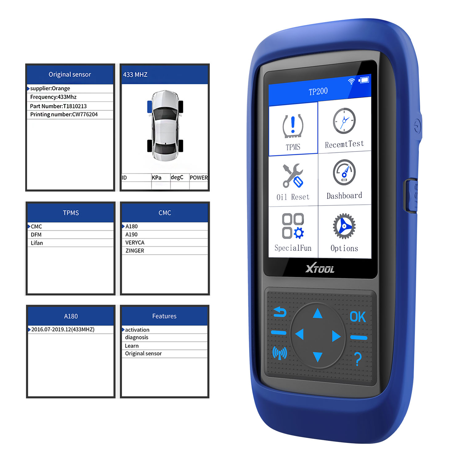 XTOOL TP150 Reifendrucküberwachungssystem OBD2 TPMS Scanner Tool mit 315&433 MHZ Sensor