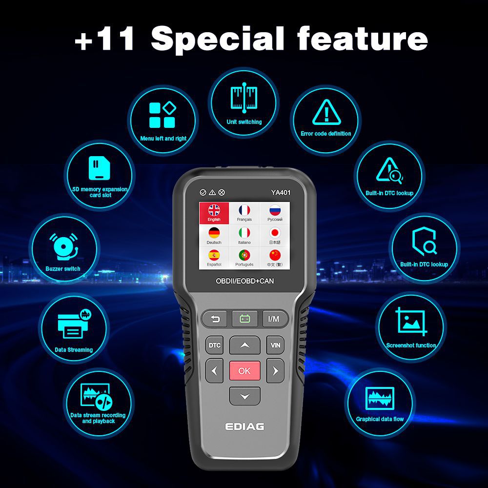 YA401 EDIAG Scanner Tool EOBD/OBDII Code Reader Support Kostenlose Aktualisierung Auto Diagnosis auto obd2 Akkutester 12v