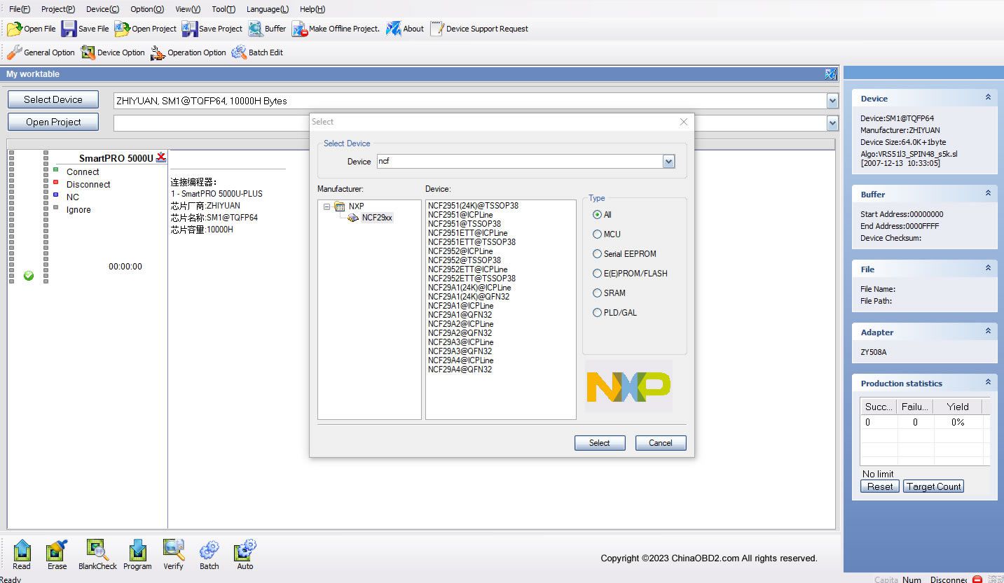 SmartPro 5000U-Plus NCF29XX Chips Support Liste