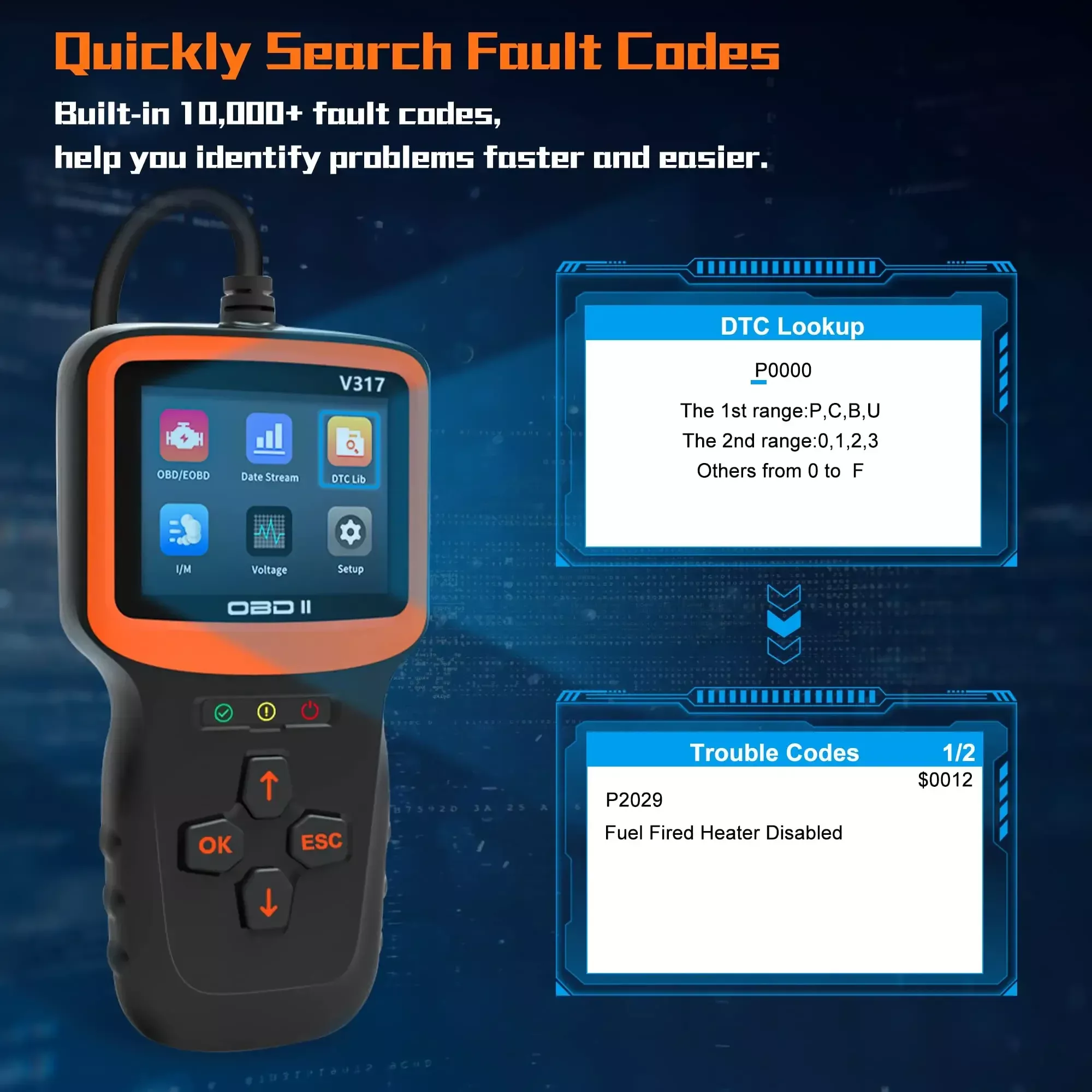 V317 OBD2 Auto Diagnose Scanner